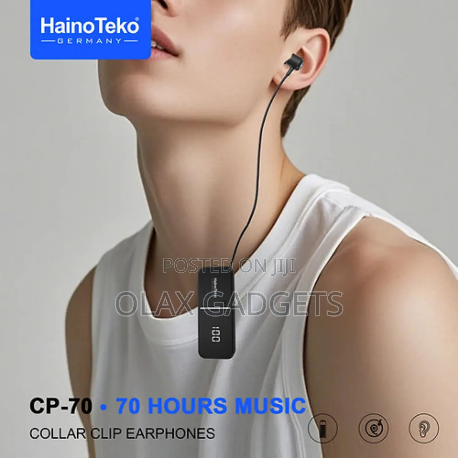 Hainoteko Cp-70 Wireless Collar Clip Earphone With 70 Hours Battery.
