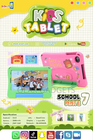 Bebe Tab School Mate 7, Android 7 Inch Kids Tablet With Simcard Slot