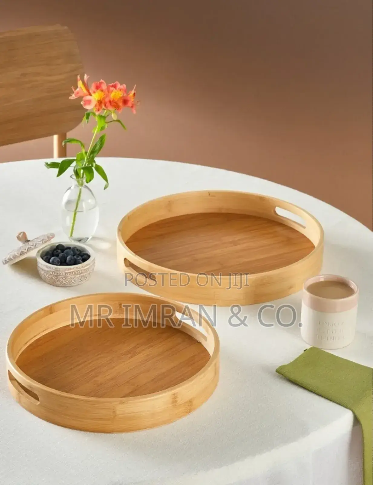 2-Piece Bamboo Tray Set