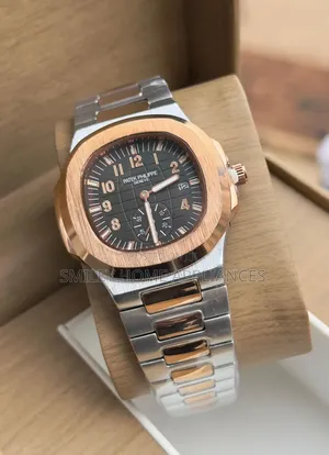 Rose Gold Chrome Men's Authentic Patek Phillipe Automatic Wrist Watch