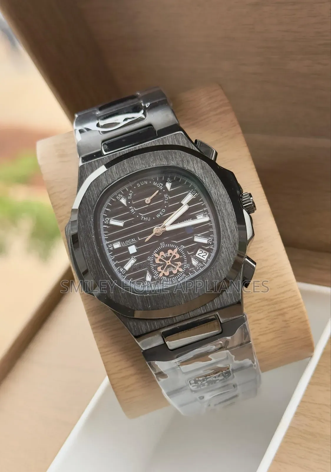 Men's Authentic Patek Philipe Geneva Black Face Analog Wrist Time Edit