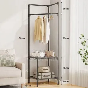 Industrial Corner Garment Rack And Storage Organizer