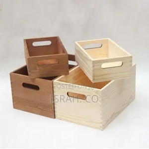 Versatile Wooden Storage Crate With Integrated Handles (2-pack)
