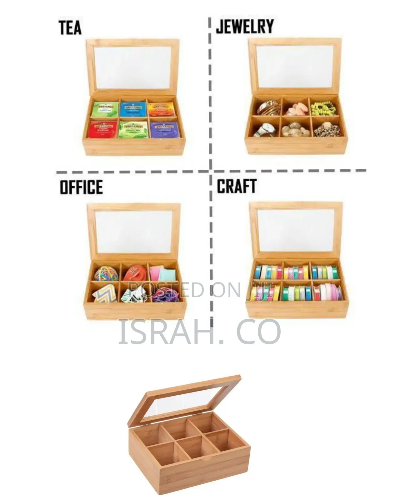 Elegant Wooden Storage Organizer With Transparent Lid