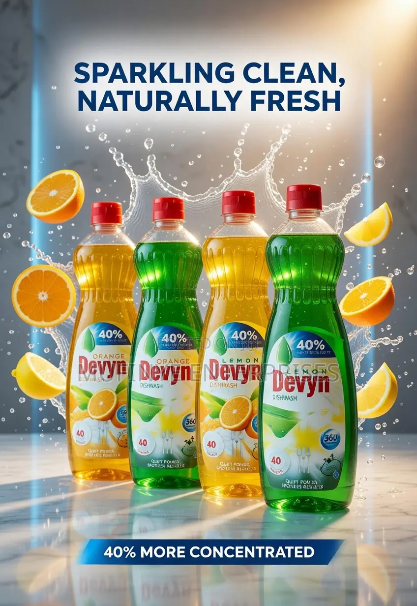 Devyn Dishwash Liquid – 40% More Concentrated! Orange Lemon Scents