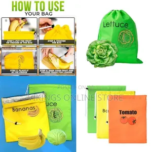 Eco-Friendly Insulated Produce Preservation Bags - Multicolor