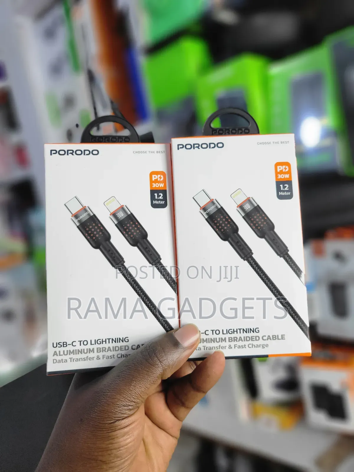 Porodo Usb-C to Lightning Aluminum Braided Cable,