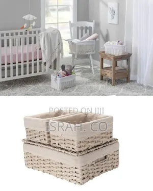 Set of Woven Decorative Storage Baskets With Fabric Liners