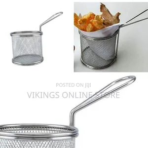 Set of Six Stainless Steel Mini Frying/Serving Baskets - Multicolor
