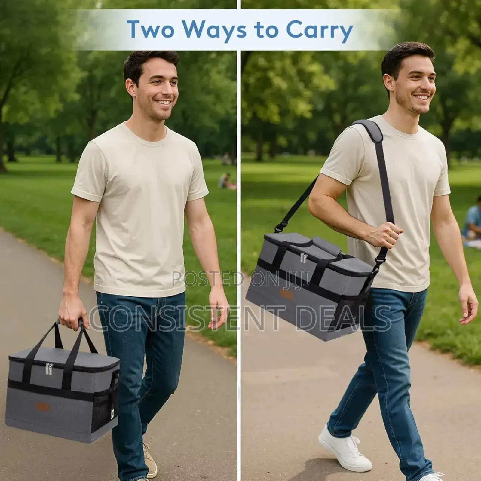 Soft Cooler Bag With Hard Liner, Large Insulated Picnic Lunch Bag