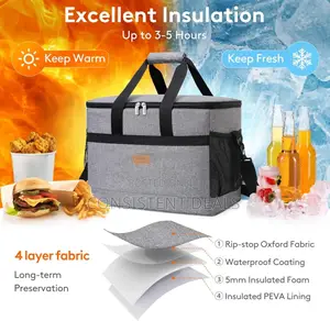 Soft Cooler Bag With Hard Liner, Large Insulated Picnic Lunch Bag
