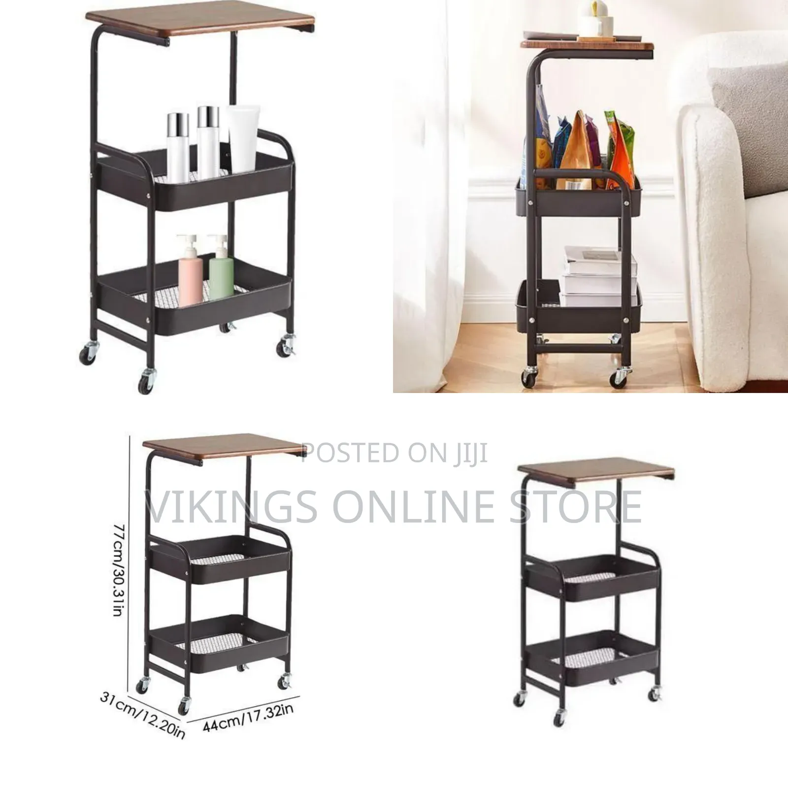 3-Tier Rolling Utility Cart - Multicolor