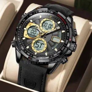 Poedagar E108 Multi-Functional Chronograph Leather Watch