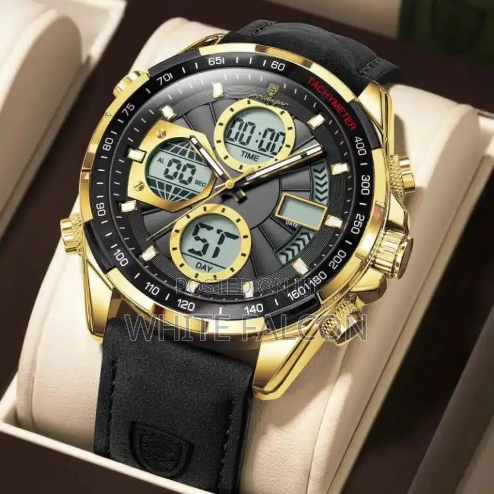 Poedagar E108 Multi-Functional Chronograph Leather Watch
