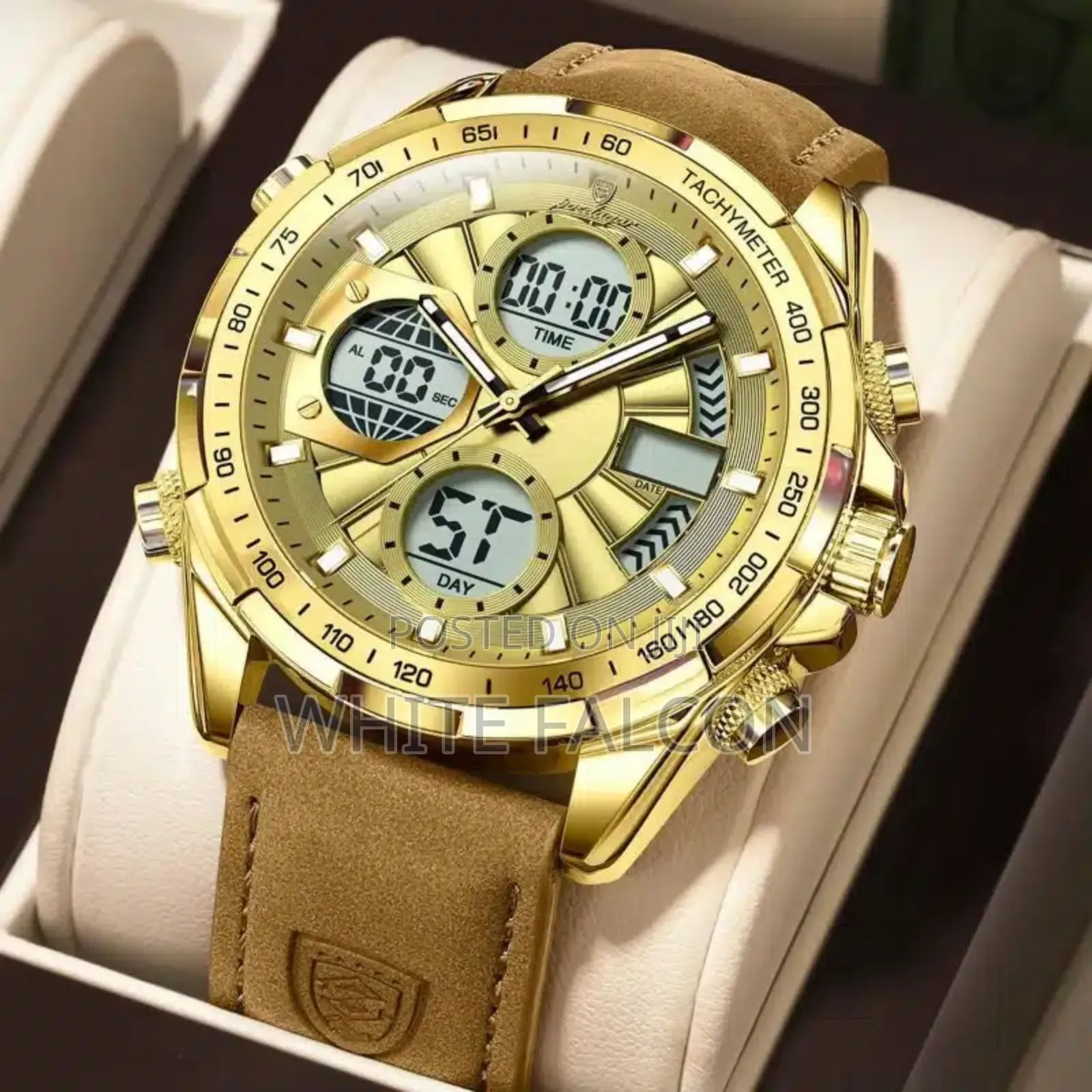 Poedagar E108 Multi-Functional Chronograph Leather Watch