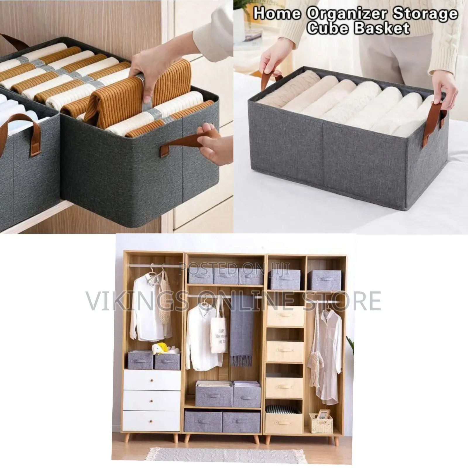 Stylish Fabric Storage Cube Basket With Compartments - Multicolor
