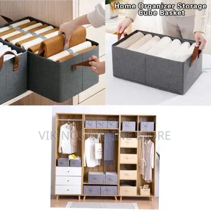 Stylish Fabric Storage Cube Basket With Compartments - Multicolor