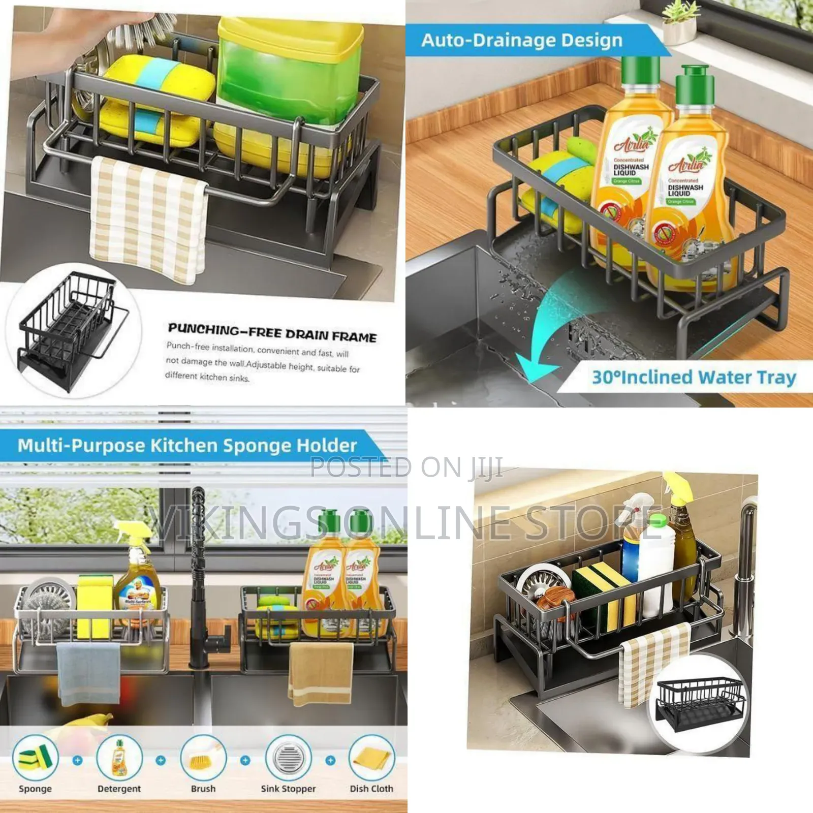 Versatile Sink Caddy Organizer With Integrated Drain Tray and Towel