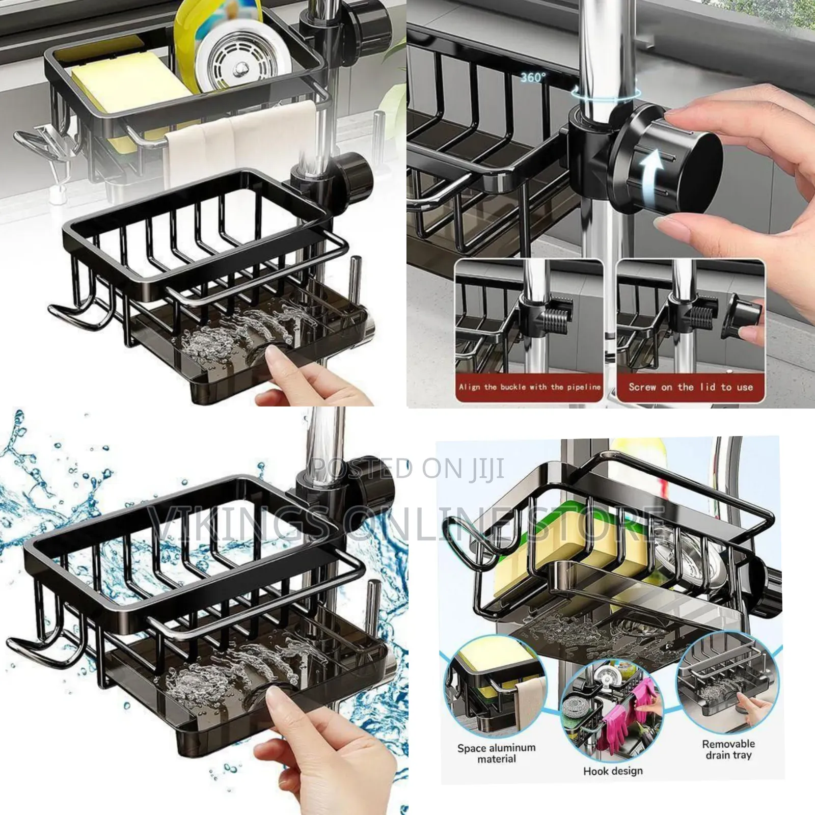 Multi-Functional Faucet-Mounted Sink Caddy With Drainage Tray