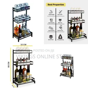 Space-Saving Three-Tier Kitchen Spice Organizer Shelf - Multicolor