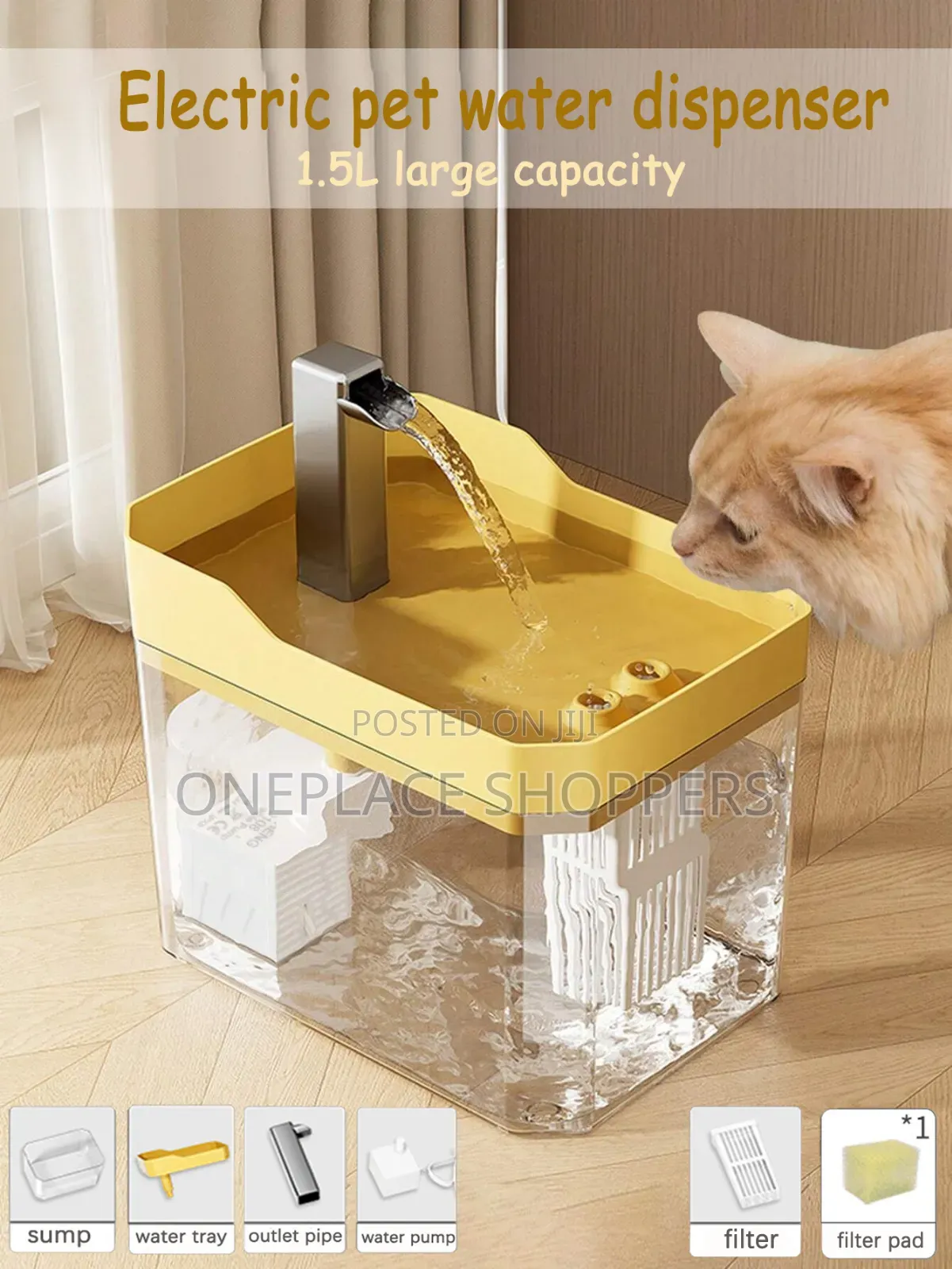 Cat Water Fountain Auto Filter Usb Pet Drinking Dispenser Live Water
