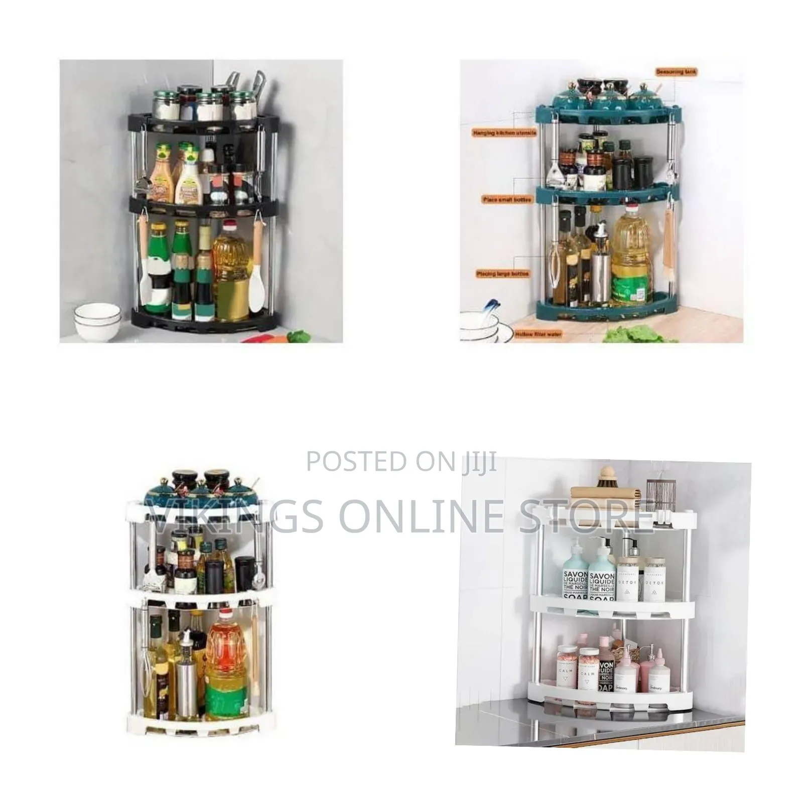 Two-Tier Rotating Kitchen and Pantry Organizer Rack - Multicolor
