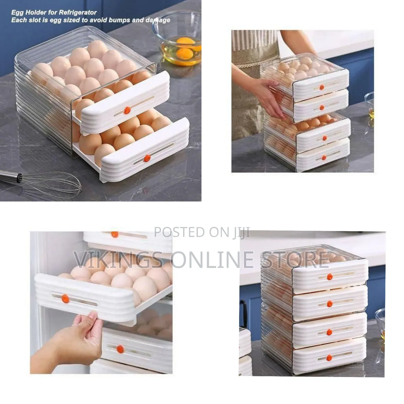 Space-Saving Stackable Refrigerator Egg Dispenser With Drawers