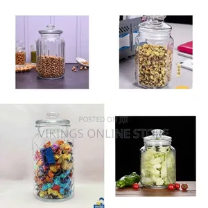 Elegant Ribbed Glass Storage Jar With Glass Lid - Transparent
