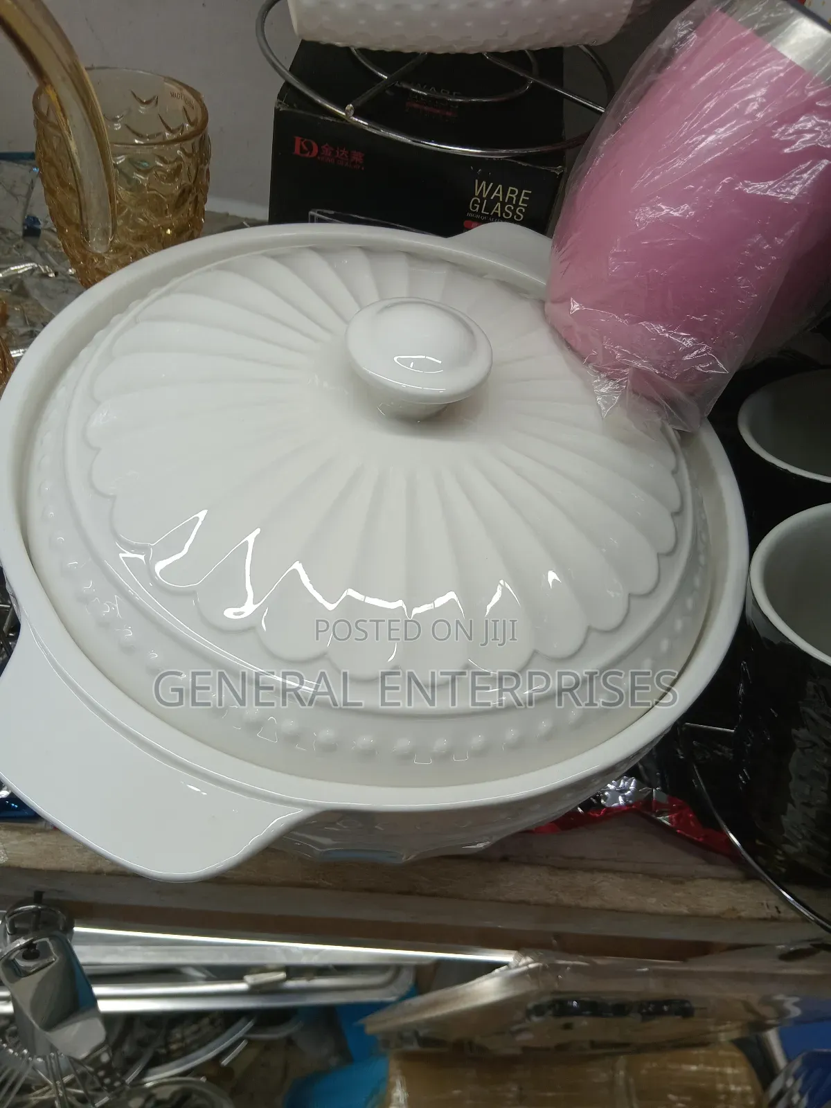 Vintage California Pottery White Soup Tureen