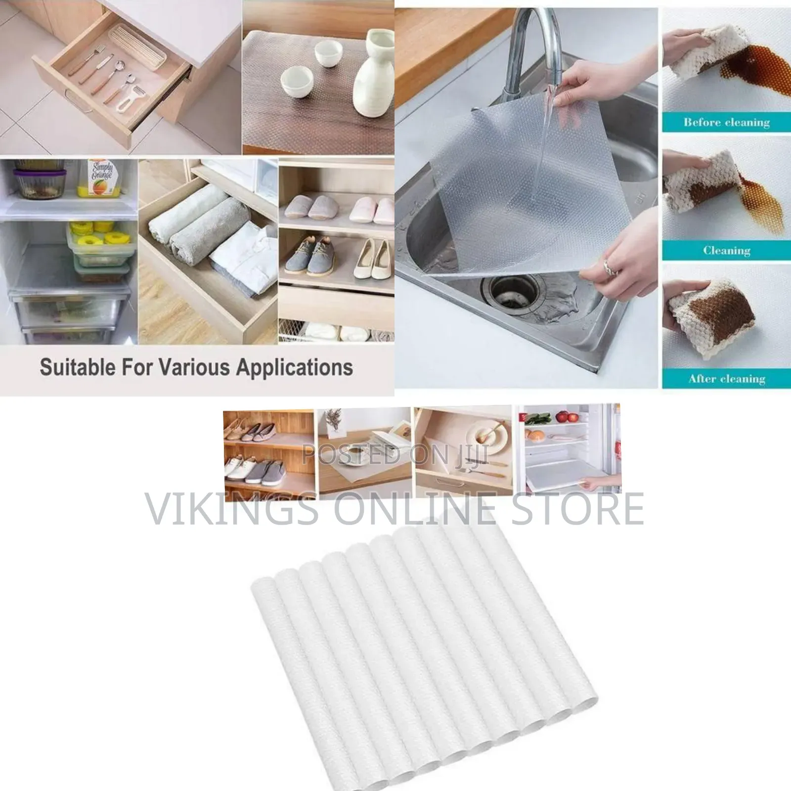 12-Piece Set of Multi-Purpose Refrigerator Mats / Shelf Liners