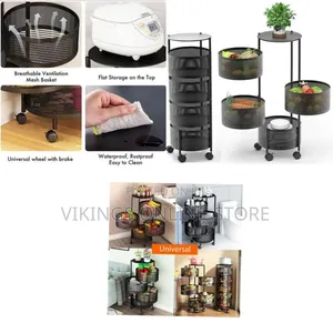 4-Tier Rotating Kitchen Storage Cart With Wheels