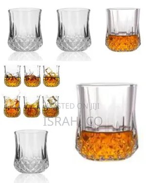6 Pieces of Diamond Design Whisky Glasses, Colorless