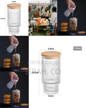 6 Pieces of Ribbed Glass Drinking Cup 320ml Round
