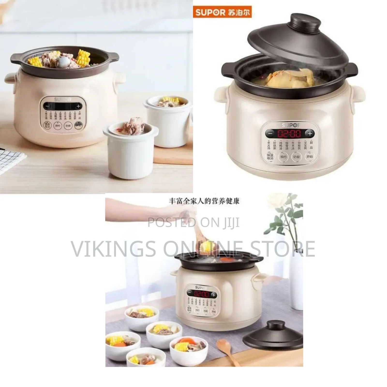 Electric Slow Cooker / Ceramic Stew Pot - Multicolor