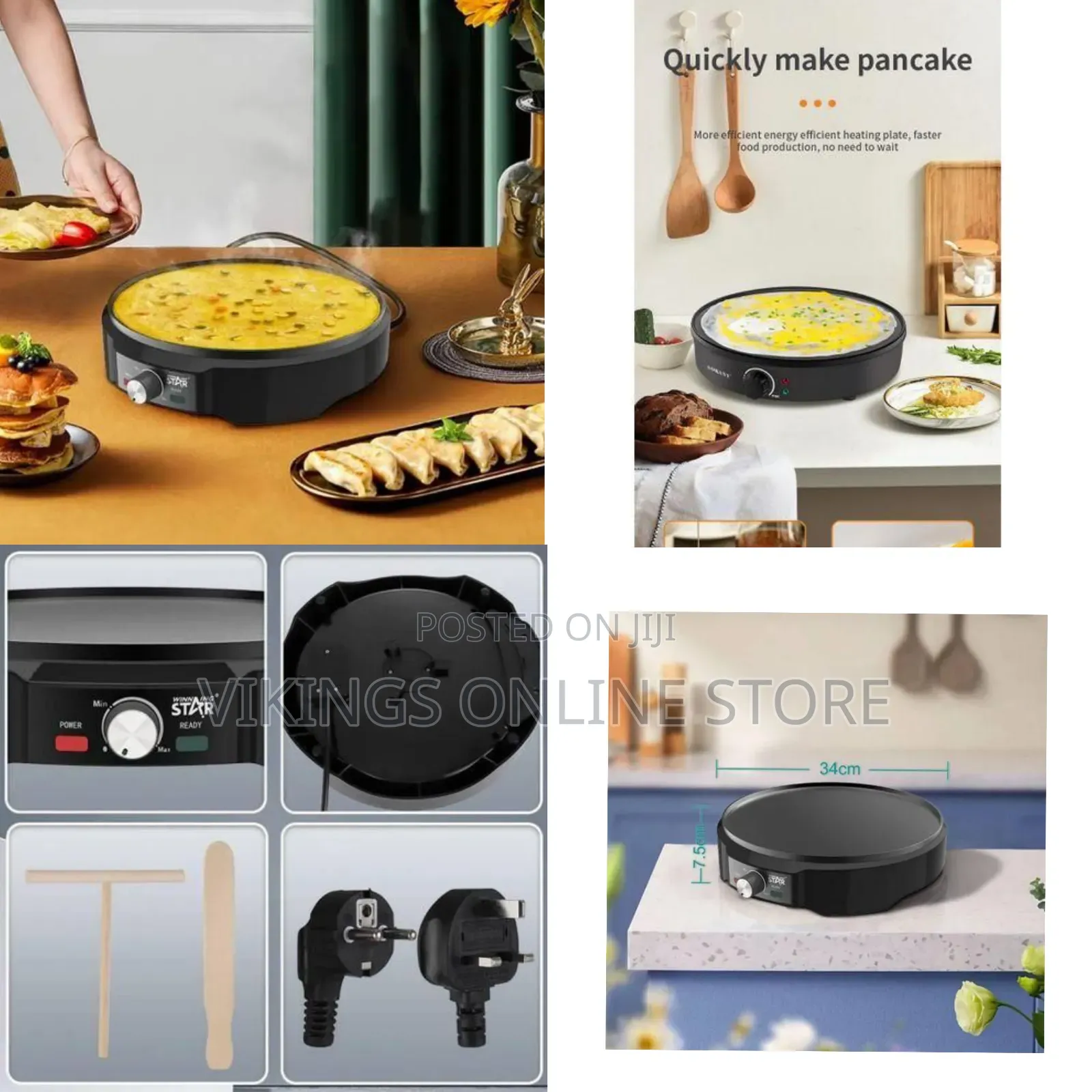 Winningstar High-Power Electric Crepe Maker (St-9324,1200w)-Multicolor