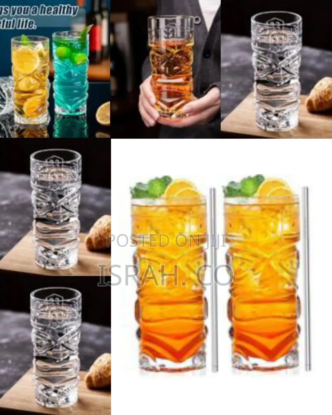 6 Pieces of Glassware Cocktail Glasses Hawaiian Style Tiki Mugs- 400 .