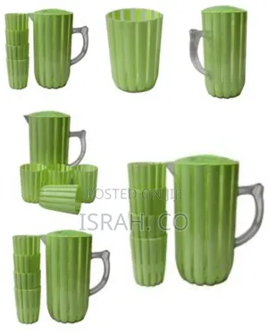 Plastic Jar and 4 Plastic Mugs