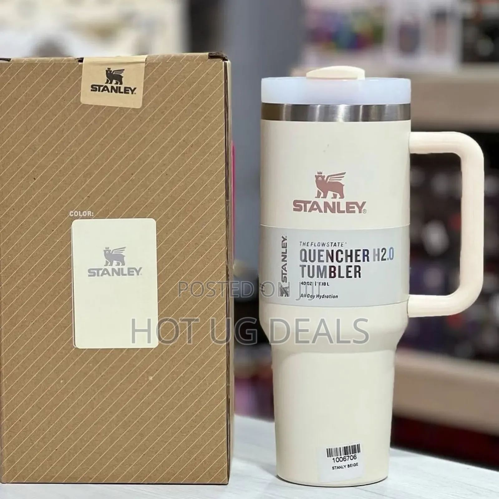 Insulated Vacuum Stainless Steel Stunley Cup / Mug 1200mls -cream