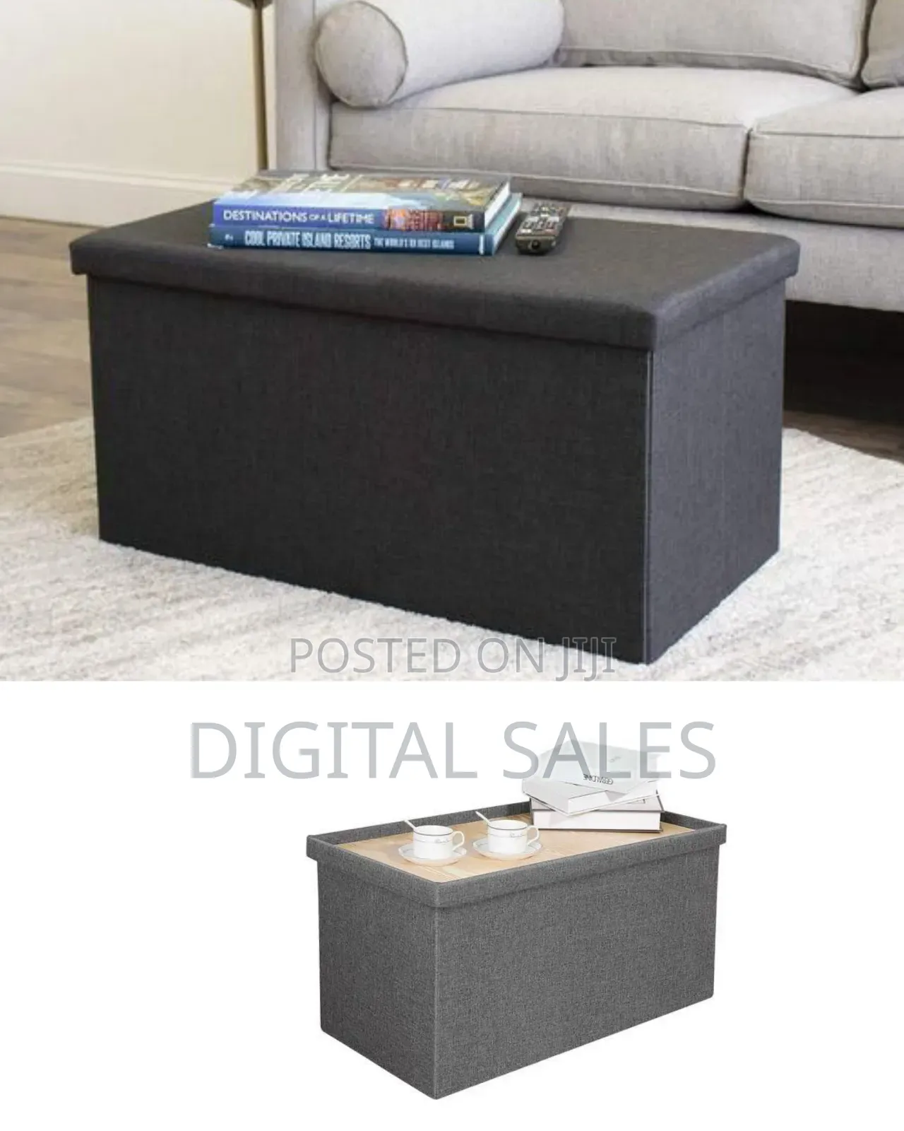 Versatile Folding Storage Ottoman / Bench (76 X 38 X 38