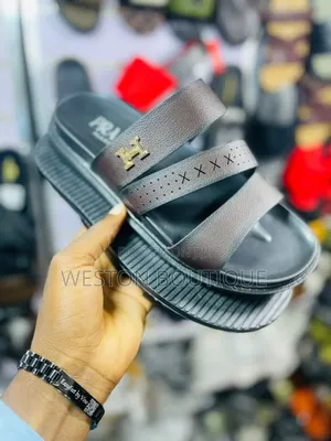 Men's Rubber Sole Open Sandals and Leather Straps