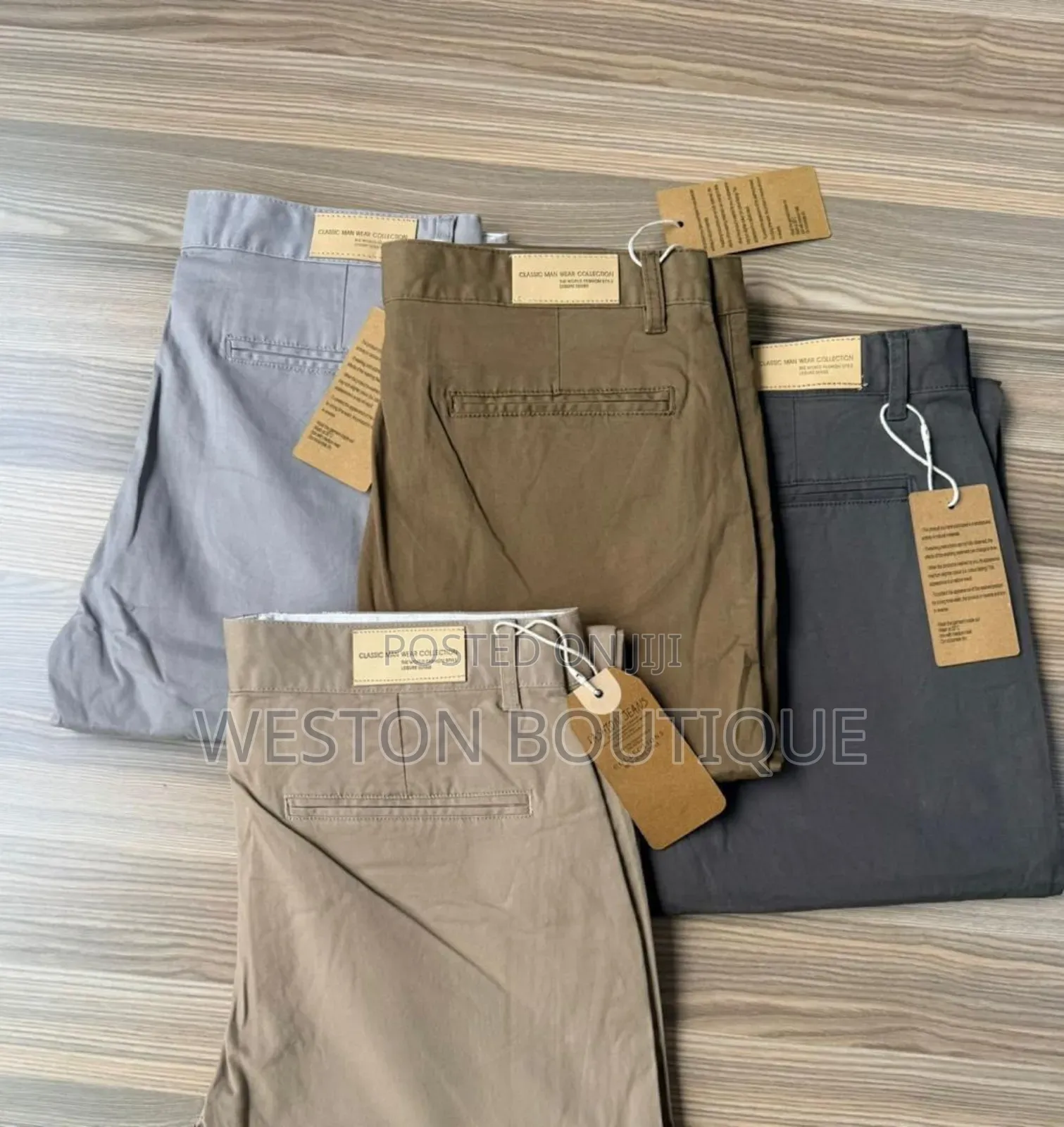 Pure Cotton Men's Original Straight Office Pants or Kakis