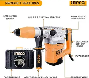 Ingco Rotary Hammer 1800w, 550rpm & Anti-vibration System