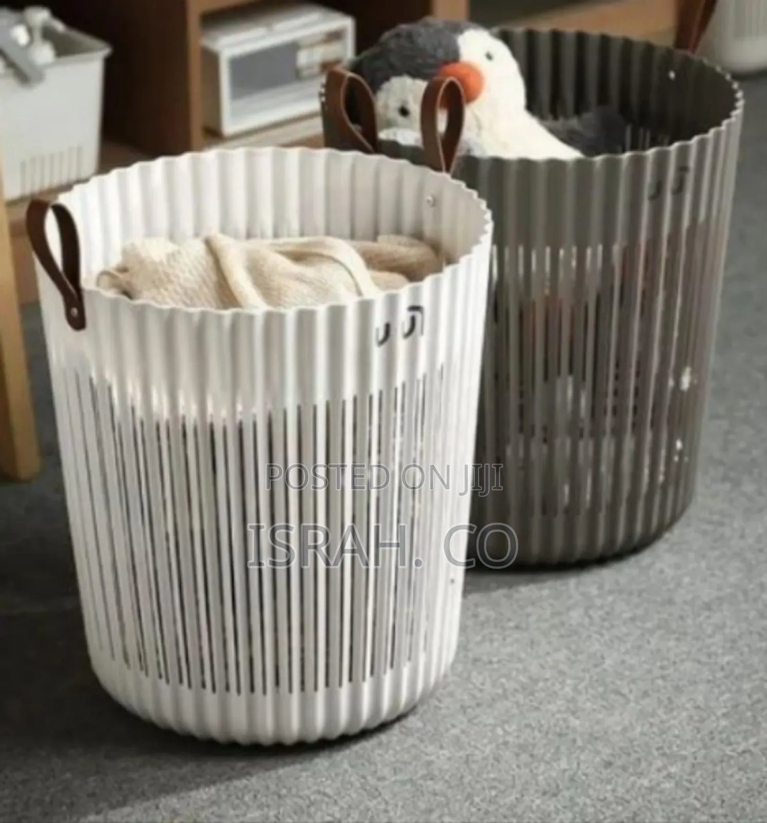 Modern Pleated Storage Basket With Flexible Handles