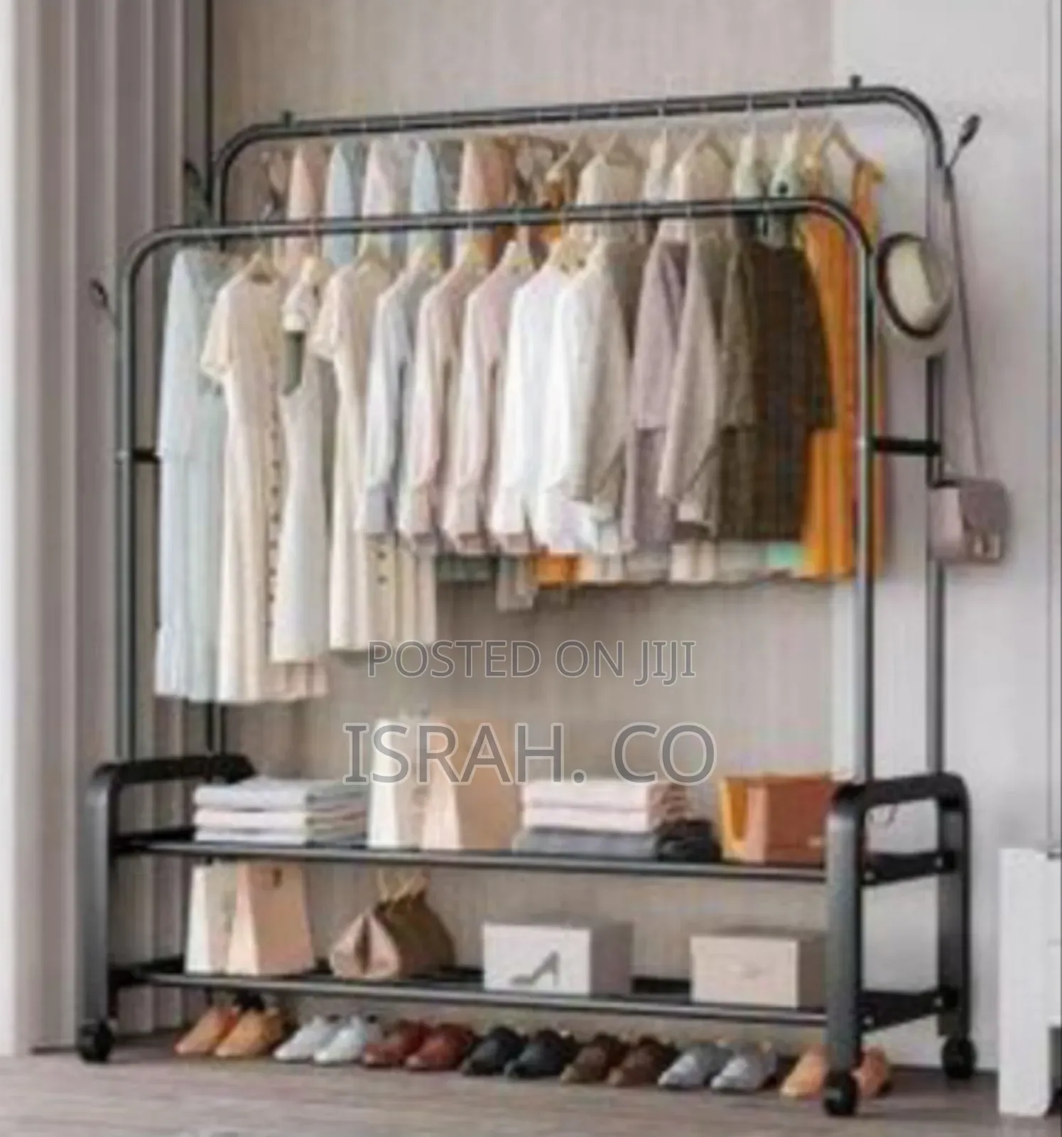Carbon Steel Double Pole Clothes Rack