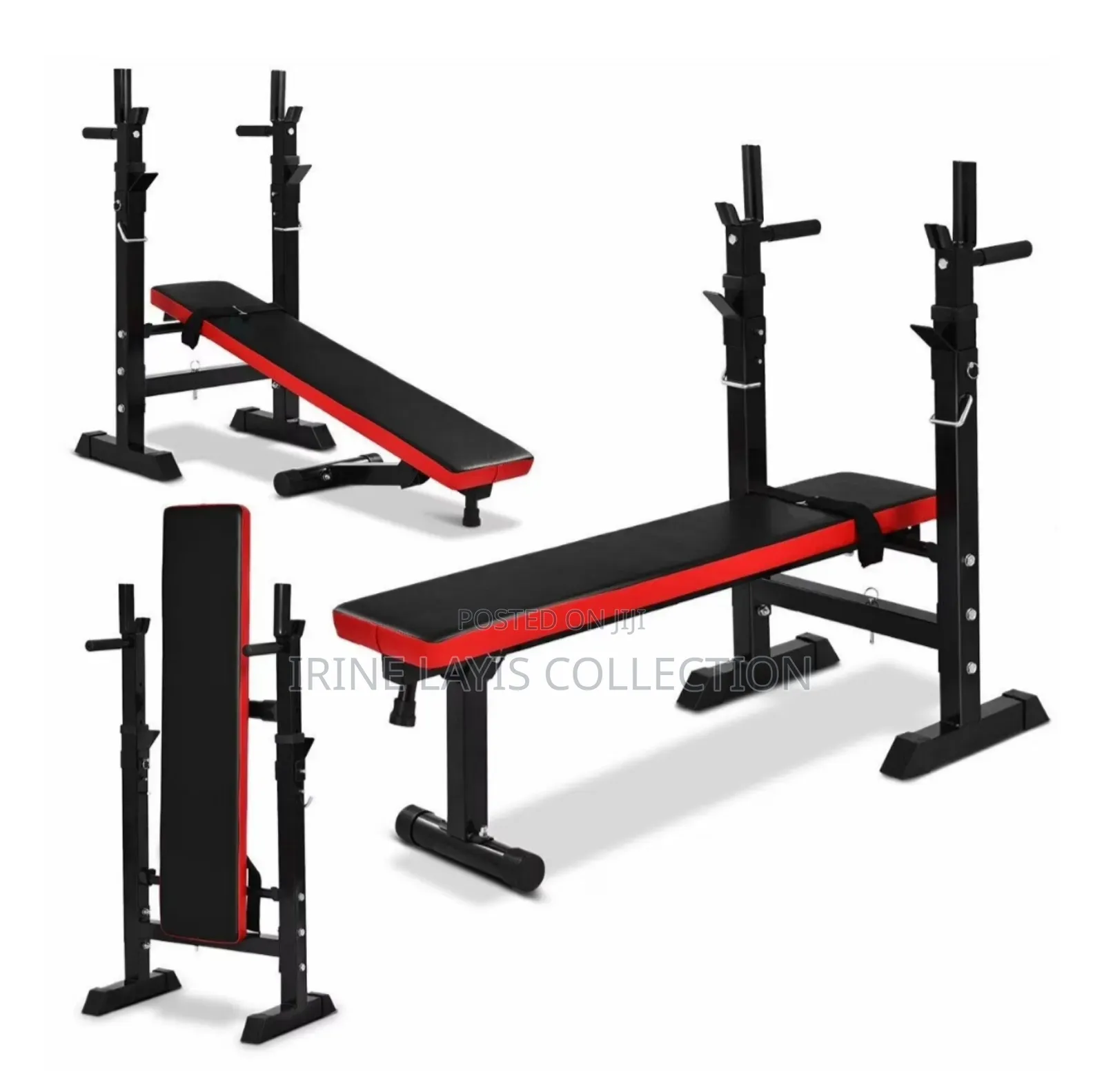Foldable, Adjustable Weight Lifting Bench With a Built-in Barbell Rack
