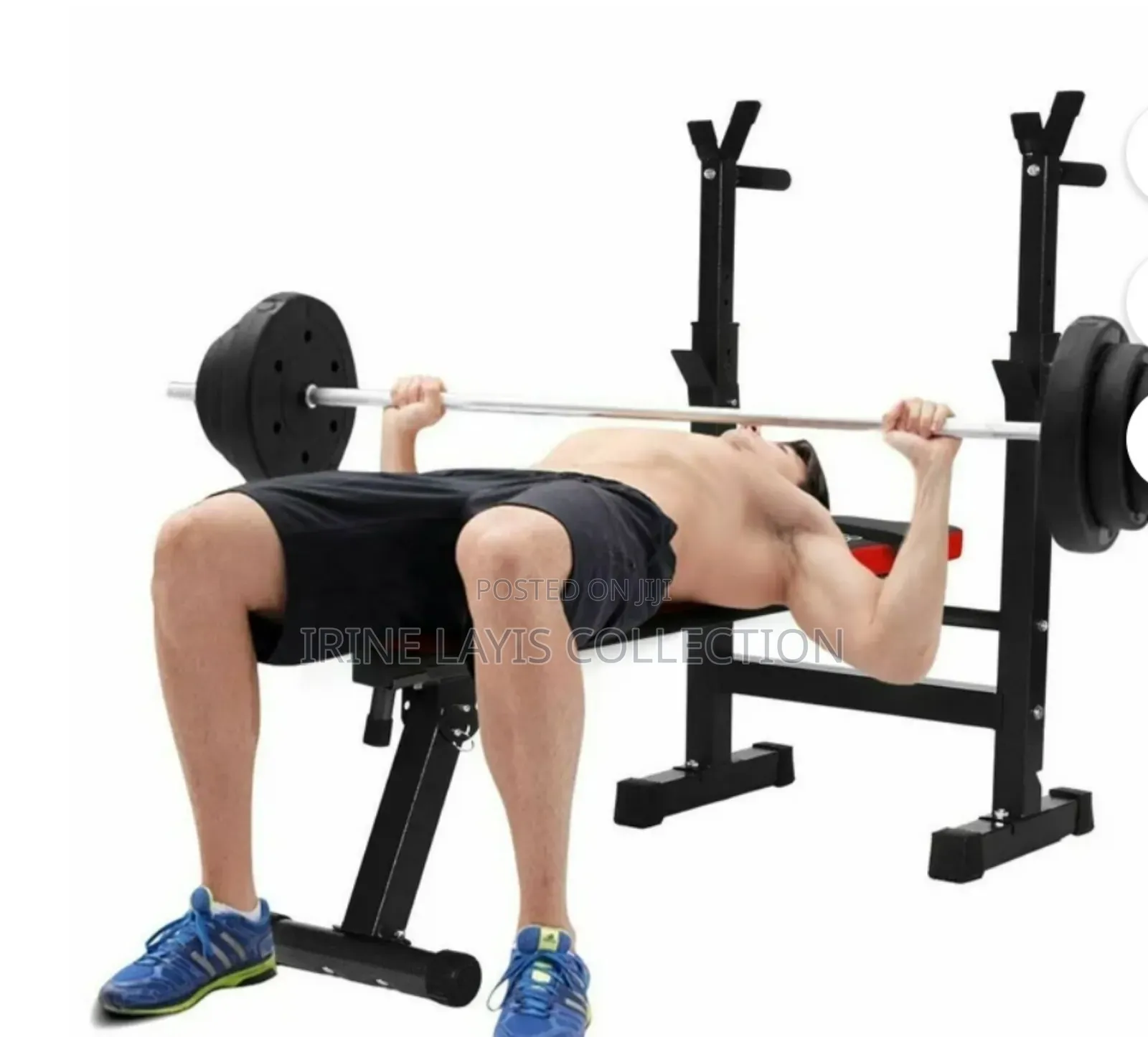 Foldable, Adjustable Weight Lifting Bench With a Built-in Barbell Rack