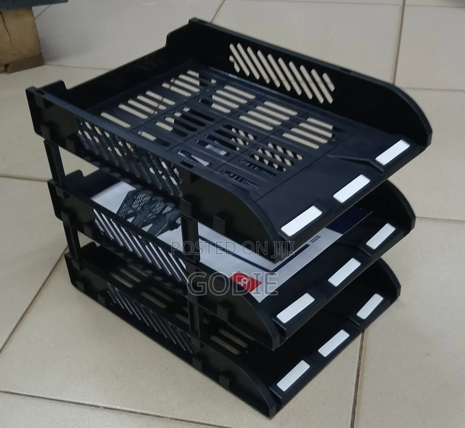3-Compartment Plastic Desktop File Organizer