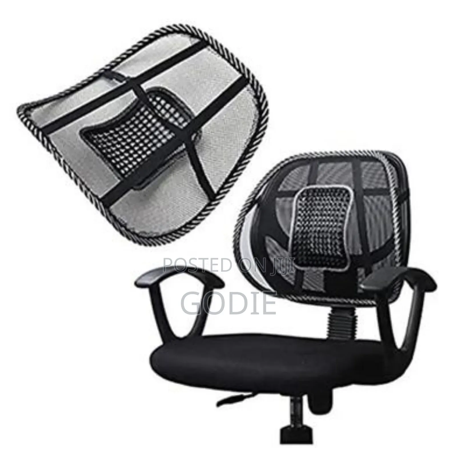 Mesh Car Seat Back Support Cushion With A Lumbar Massage Feature.