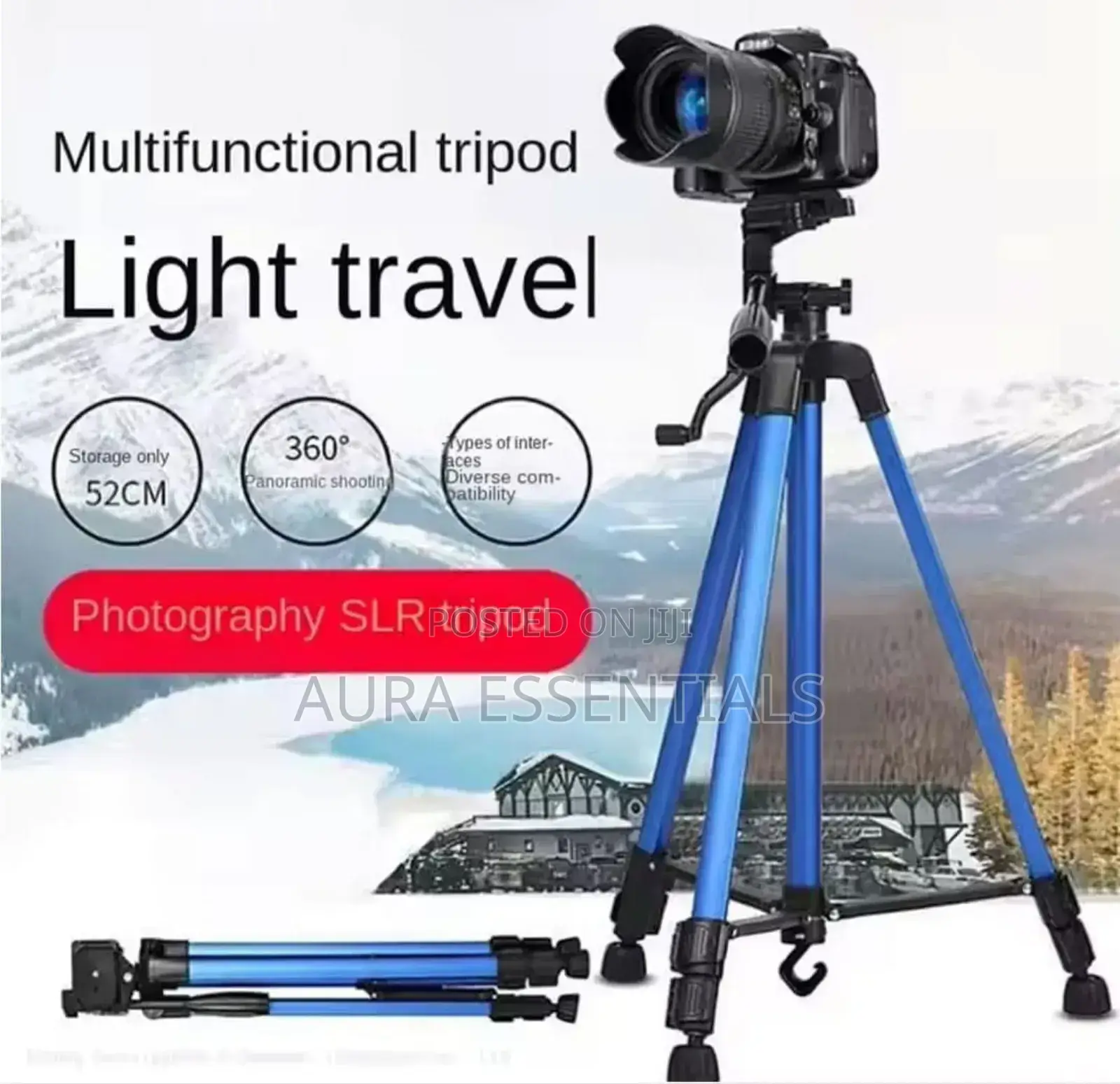 Heavy-Duty Lightweight Tripod With Phone Clip Bag
