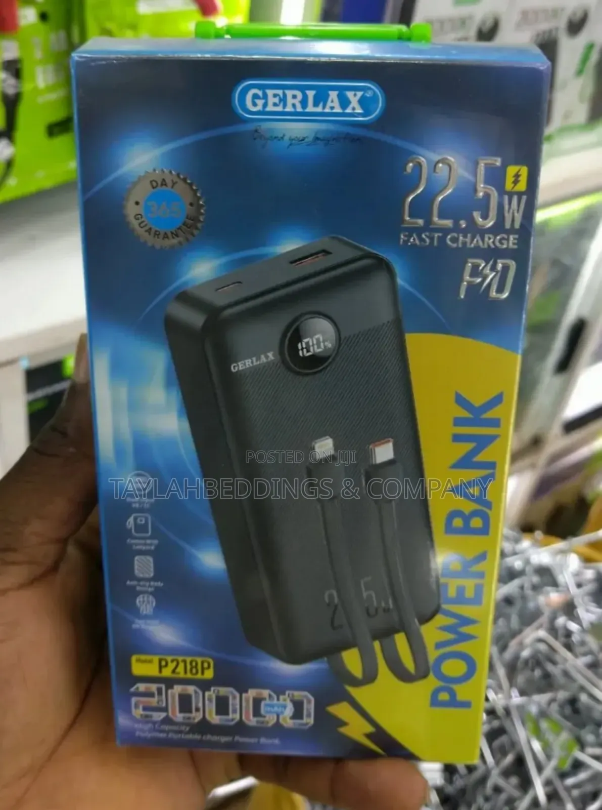 Gerlax 20000mah Extenal Built-in Cables Power Bank 22.5w Fast Charging